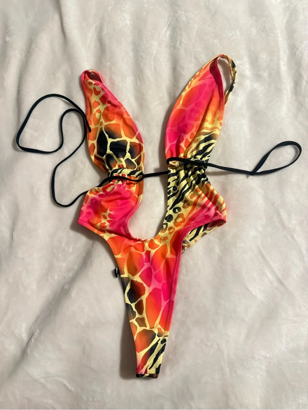 Womens IAMGIA Neon Animal-Print One-Piece Swimsuit - Pink/Orange